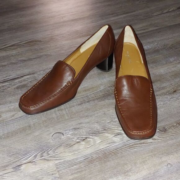 Easy Spirit brown leather heeled shoes Sz 10 Style Classylady - Picture 1 of 9